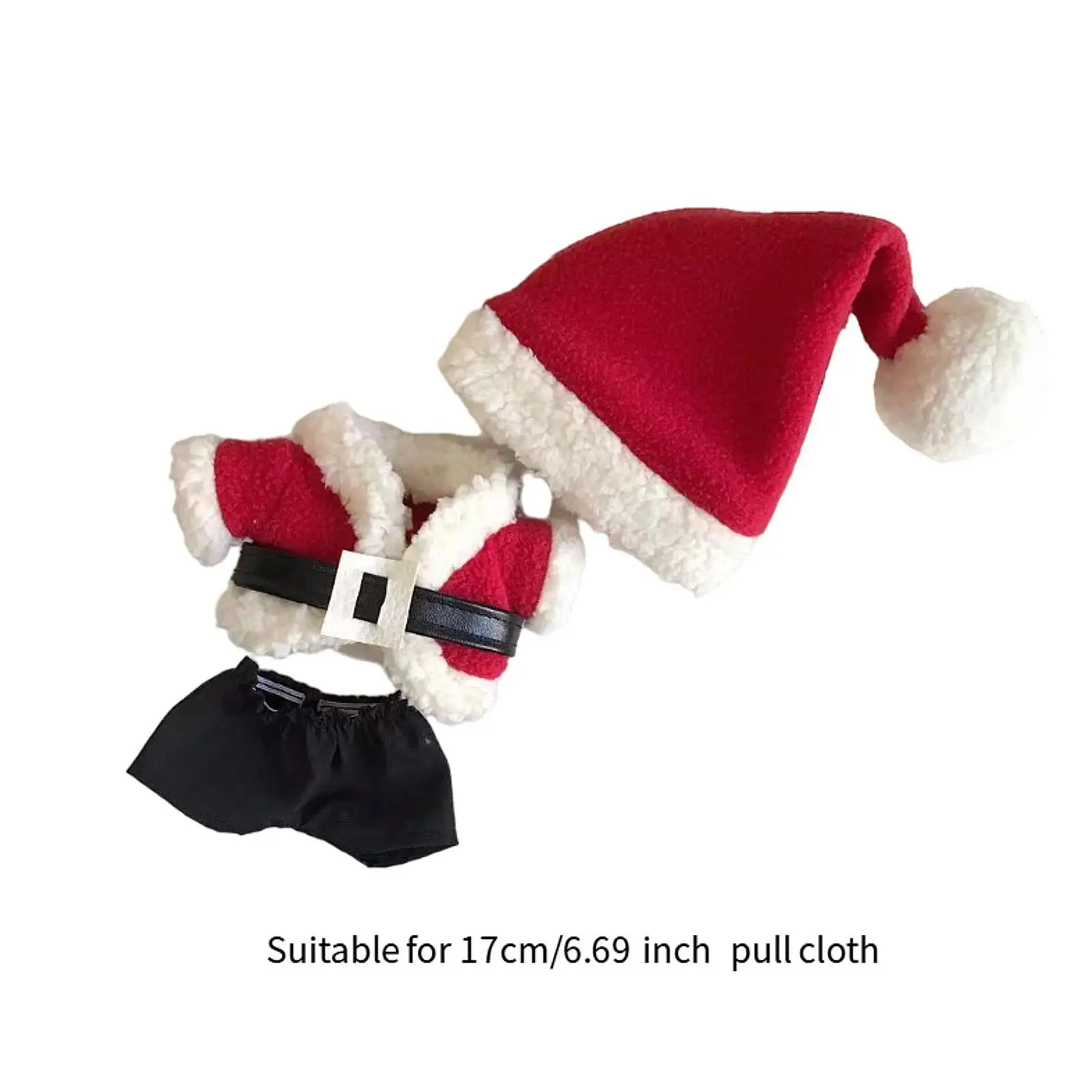 Roupas de boneca de pelúcia de 17cm, roupas de papai noel, acessórios de boneca de pelúcia macia, fofos