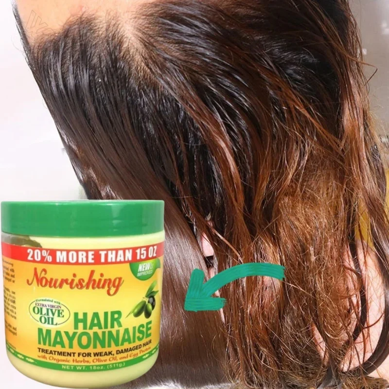 Hair Keratin Care Mask Natural Plant Olive Essential Oil Repair Dry Frizzy Damaged Hair Makes Hair Smooth 511g