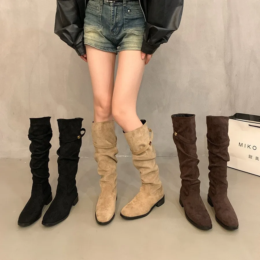 Pile Knight Boots Women 2026 New Autumn and Winter Coarse Heeled Long Boots Women