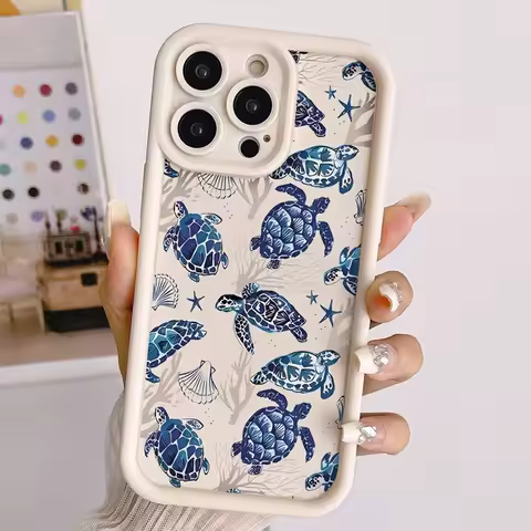 Turtle Colorful Painting Phone Case for Samsung S25 S23 S22 Ultra S24 FE Galaxy A16 A54 A15 A33 A35 A53 A55 A32 A52 Soft Cover