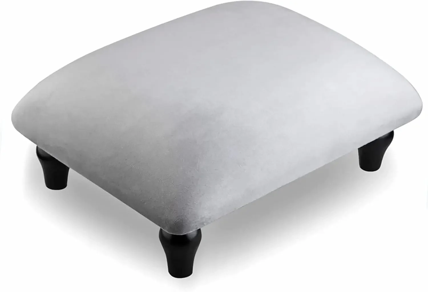 مقعد قدم صغير عثماني مع أرجل خشبية ثابتة، مسند قدم منجد، مقعد مبطن لراحة القدم