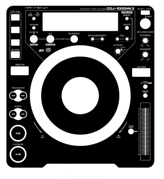 CDJ 1000 mk3 2 white skin and 4 black skin stickers