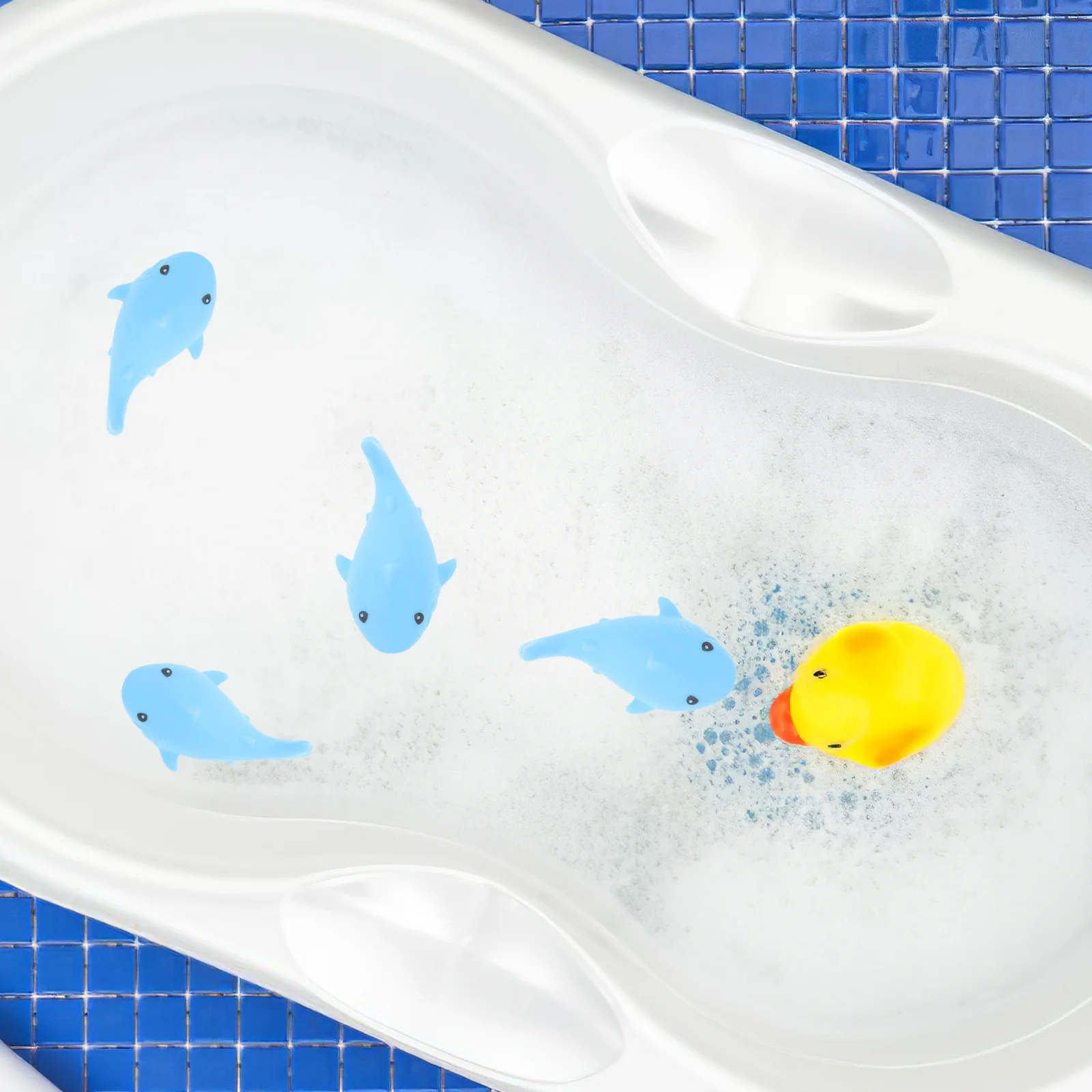 24 Uds. Baño de bebé de vinilo chirriante duradero colorido dibujos animados piscina bañera regalo divertido para recién nacidos juguetes de baño para bebé