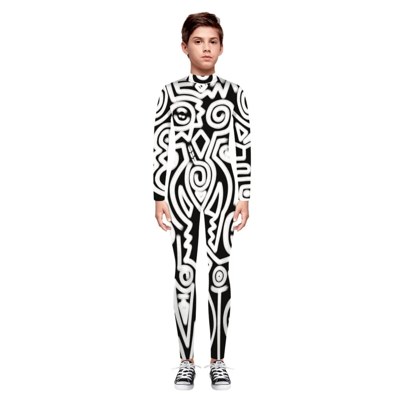 3D 디지털 동물 공작 로봇 프린트 바디 수트, 어린이 펑크 로봇 점프 수트, 어린이 할로윈 코스프레 의상, 소년 소녀 의상