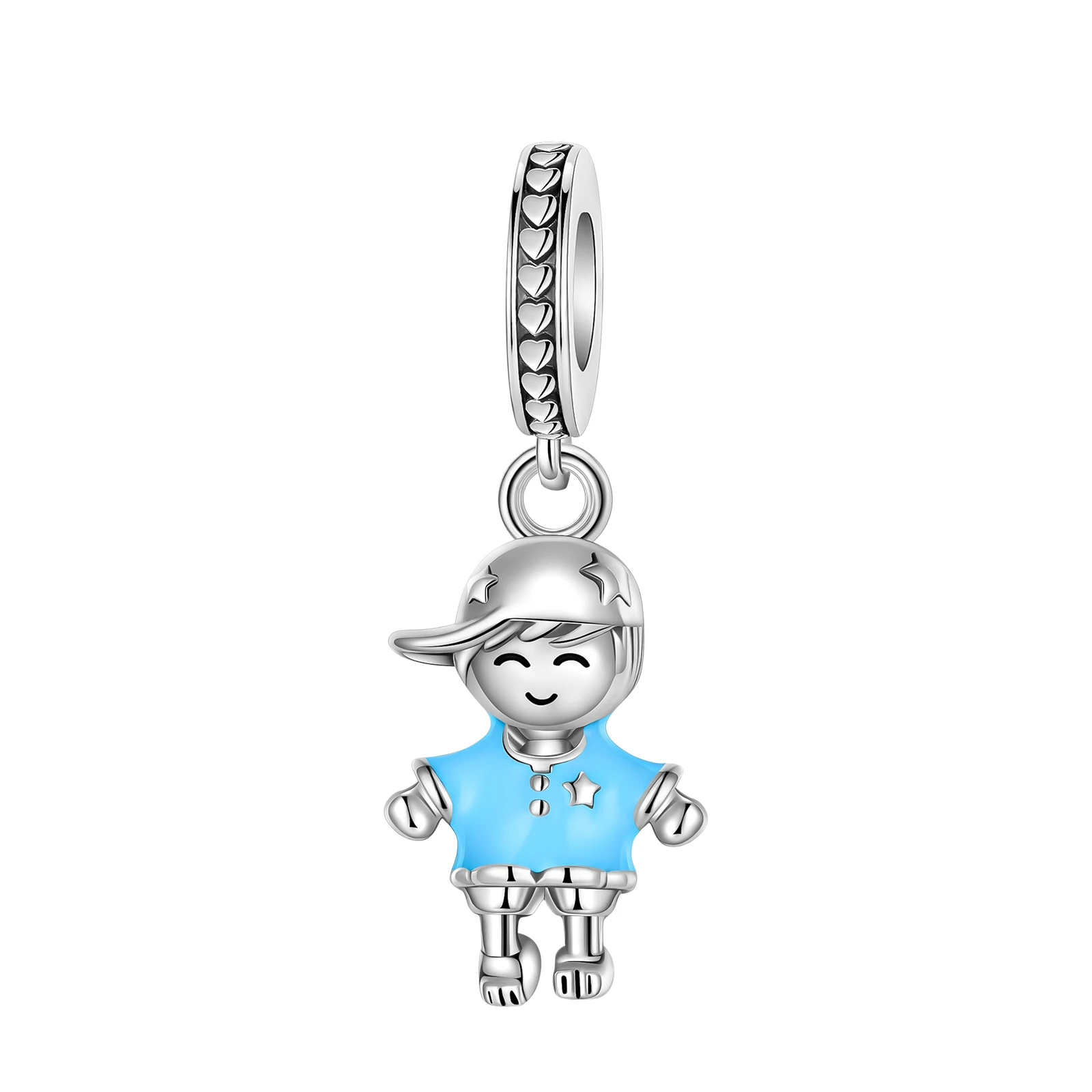 

925 Sterling Silver Boy Love Star Blue Pendant Charm Fit Original Pandora Charms Bracelets Women DIY Jewelry Gift