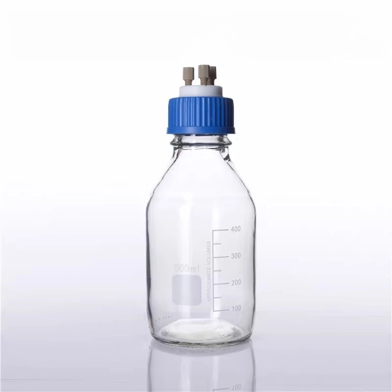 Airtight Lock HPLC Bottle Caps - GL45 Universal, 100-1000ml with PEEK Connector (Liquid Phase)