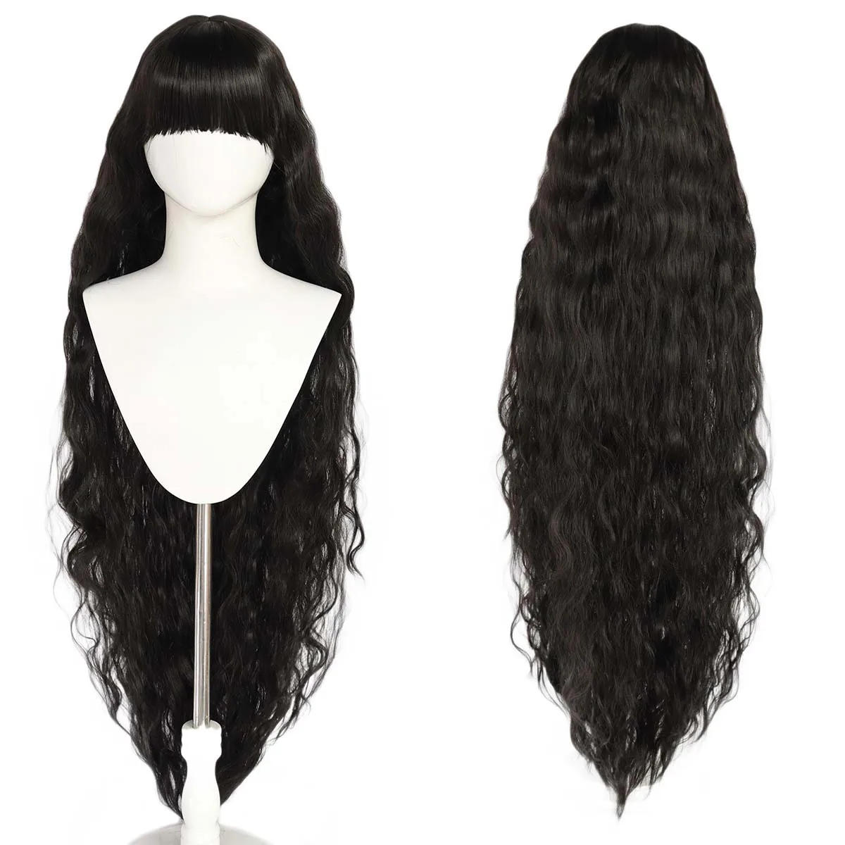 Women Halloween Dress Up 110cm Long Curly Black orange Silver White Gold Purple Synthetic Hair Wig view 5