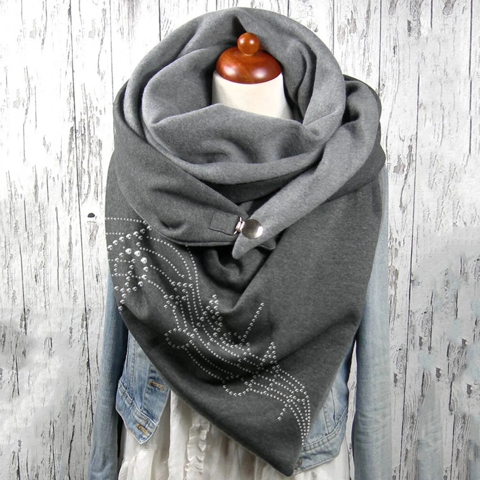 Women Scarves Winter Warm Wraps Ladies Elegant Solid Dot Printing Button Soft Casual Scarf 2024 Female Warm Scarves Shawls Шарф