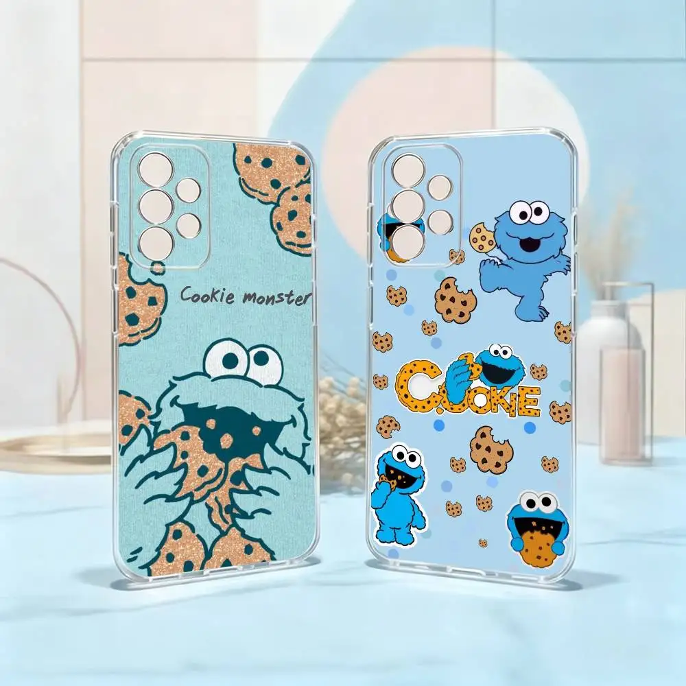 Cartoon Cookies Monster  Phone Case For Samsung S25,S24,S21,S22,S23,S30,Ultra,S20,Plus,Fe Transparent Cover Gift
