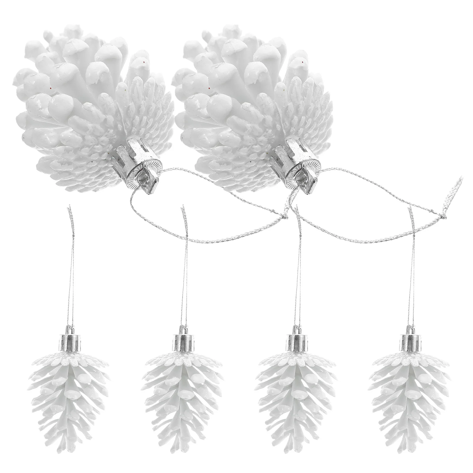 

6pcs Christmas Tree Ornaments White Pine Cone Decorations For Xmas Holiday, Plastic Rustic Pinecone Baubles, Frosty Artificial