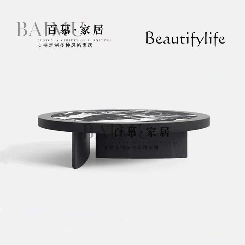 

c X Italian Minimalist High-end Round Solid Wood Coffee Table Modern Light Luxury High-end Marble Coffee Table Tea Table