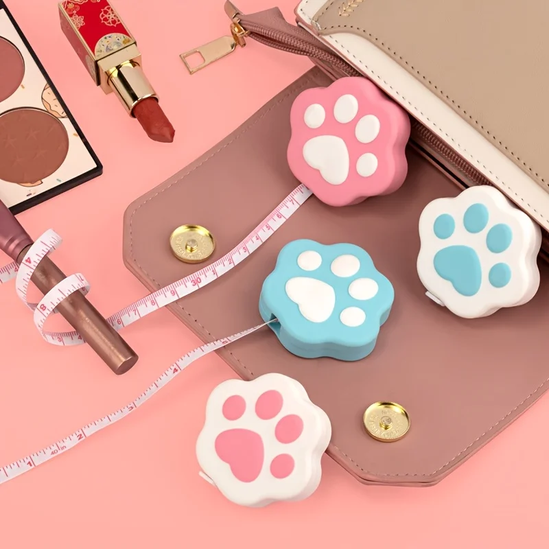 Kawaii Cat Paw Shape Retractable Measuring Tape Portable Soft Ruler Sewing Body Measurement Tool Gift
