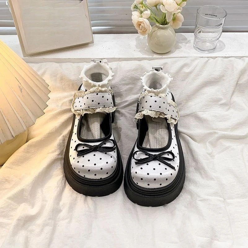 Women's Round Toe Sweet Mary Jane Shoes Japanese for Skirts School Style Spring 2026 Thick Sole Petite Elevating