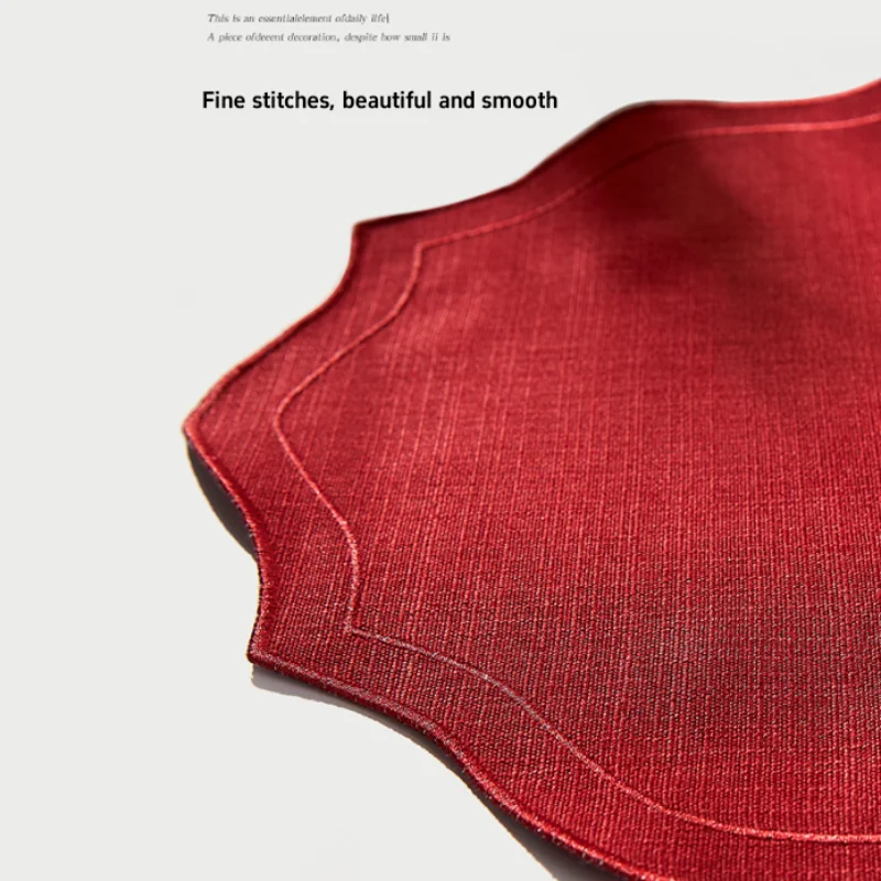 Manteles individuales de lino, 1/4 piezas, manteles individuales de tela festoneados y bordados, manteles individuales ovalados lavables para mesa de comedor, fiesta en casa de campo, 45x35cm