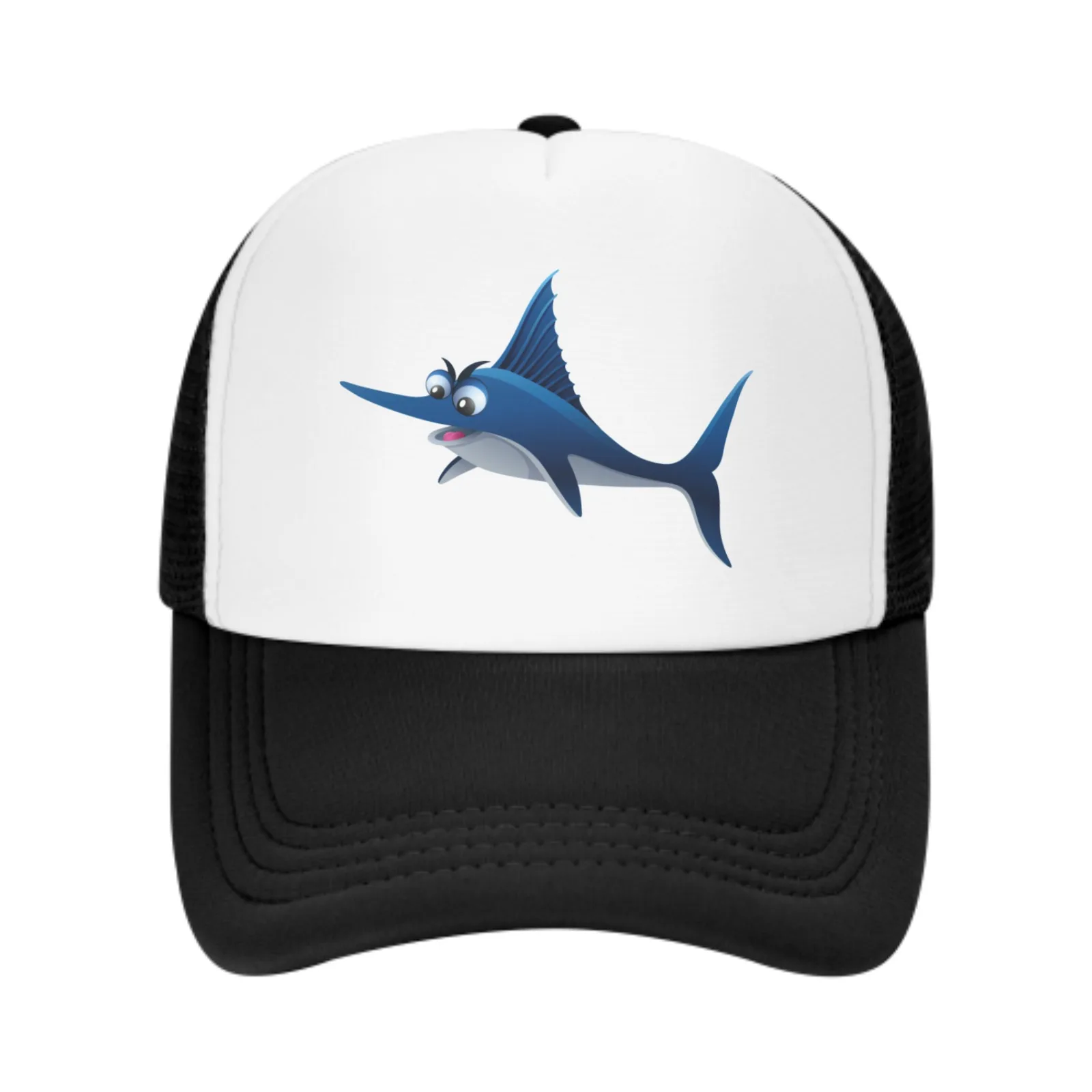 Swordfish Print Mesh Baseball Cap Trucker Hats Sports Outdoor Adjustable Washed Snapback Dad Hat