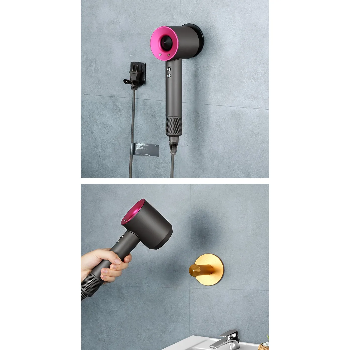 For Dyson Hair Dryer Hanger Wall Mount Holder for Bathroom Metal Accessories Hanging Shelf Rack Portable Storage-B HOT