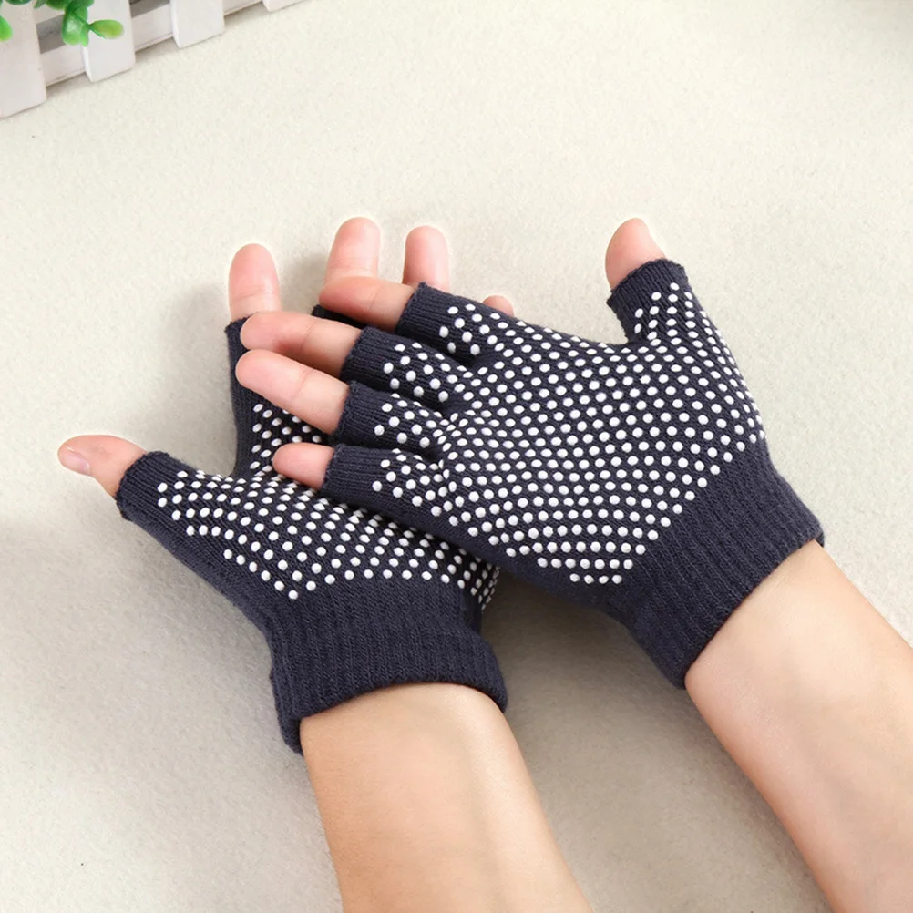 

4Pairs Non-Slip Yoga Gloves Cotton Fingerless Knitted Half Finger Gloves for Workout Exercise Fitness Anti-Slip Breathable