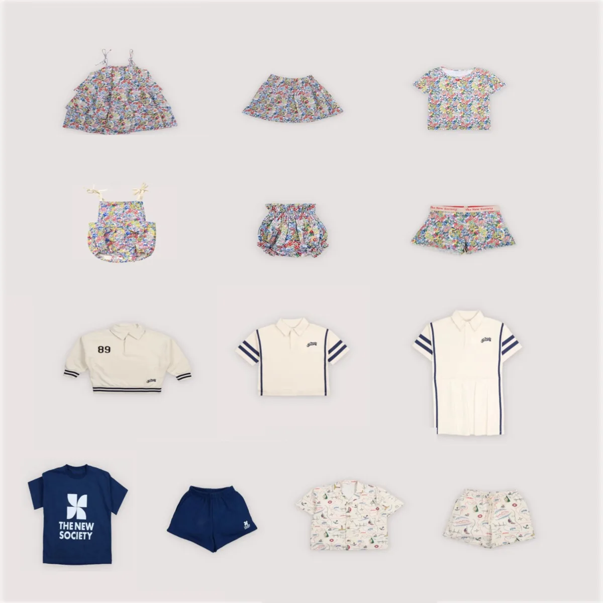

Children's Clothing Spring/Summer 2026 TNS New Product Full Print Flower Series Sports Polo Shirt for Boys and Girls