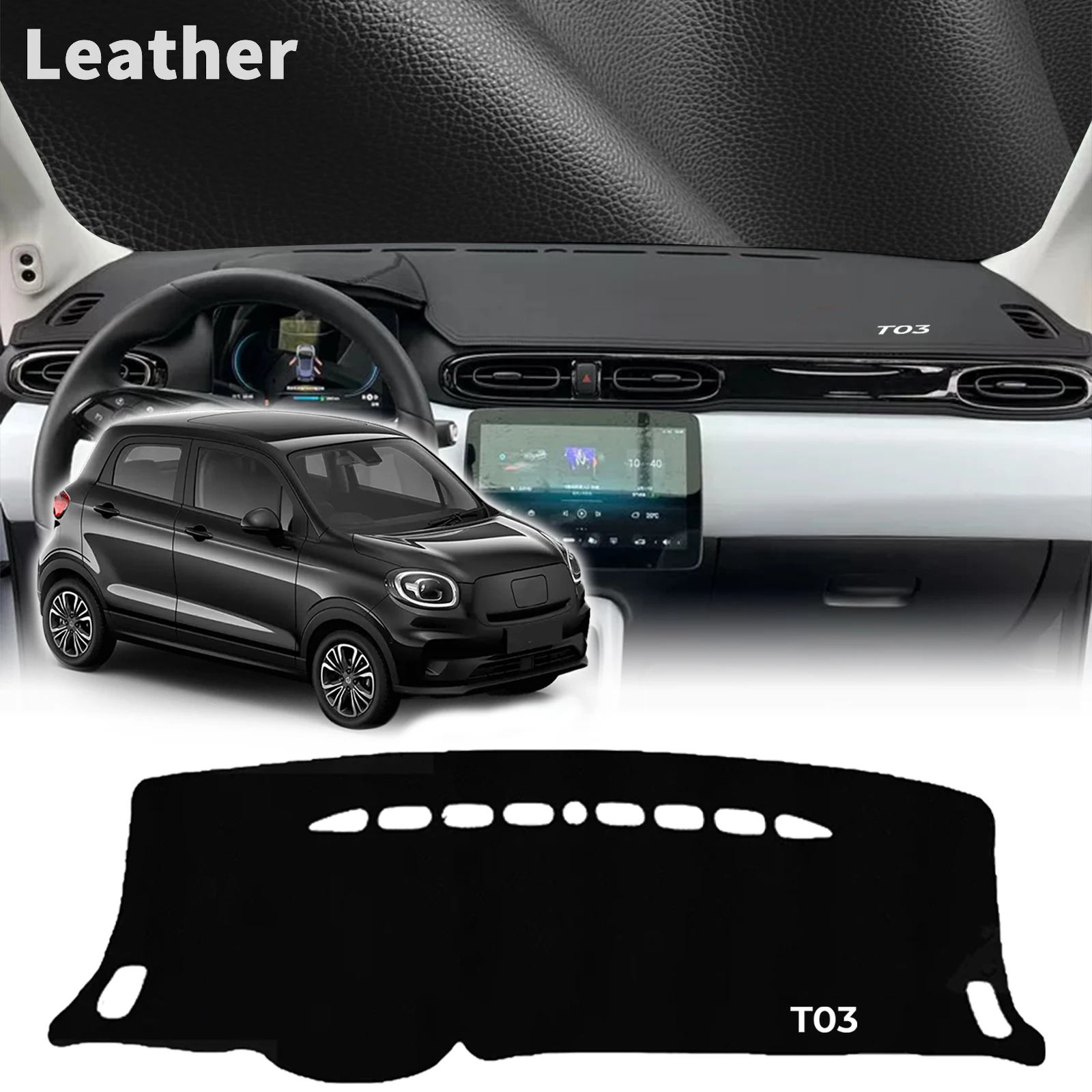 

fit for Leapmotor T03 WHITE RED LOGO Car Dashmat Dashboard Cover Pad DashMat Sunshade Protective Carpet Accessories