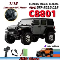 JHD Car 2025 JJRC C8801 1:18 RC Car Full Scale Wrangler Climbing Off Road Car Jeep Model Front  And Rear Shock C8801 RC Toy