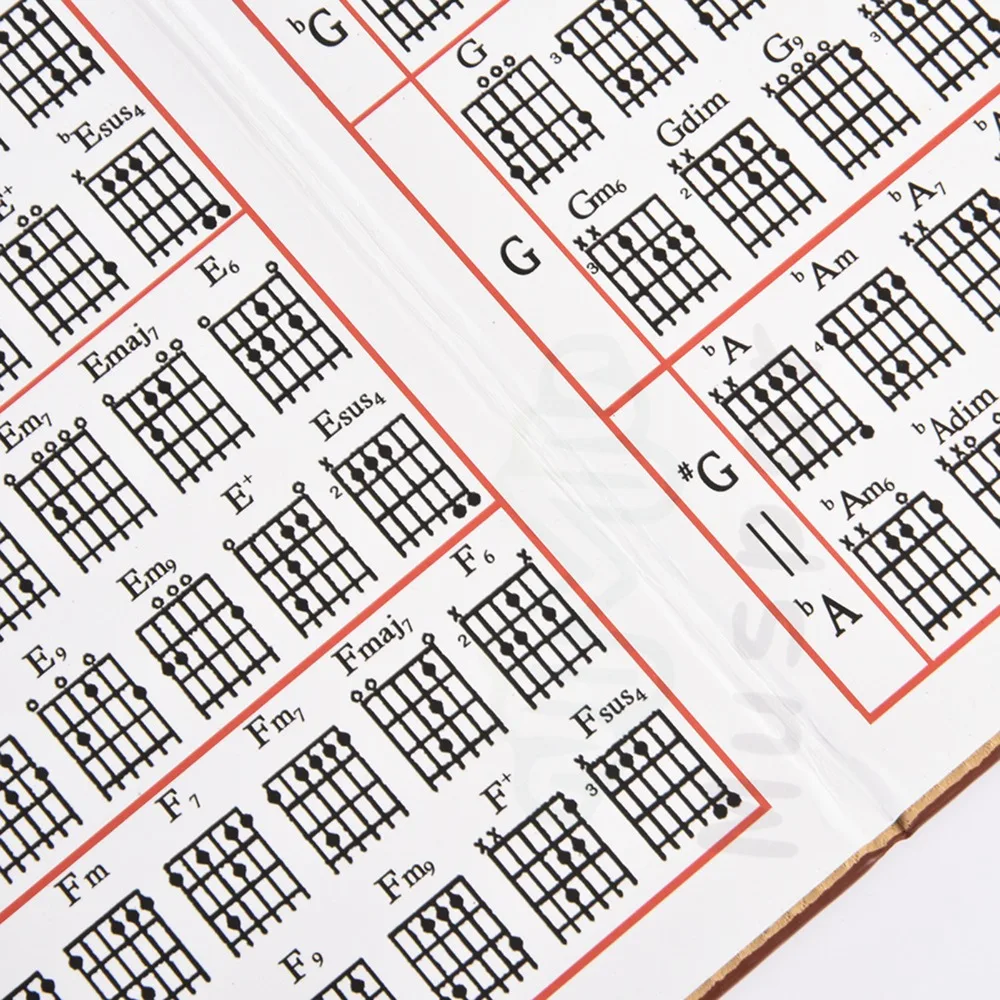 Durable 6 String Guitar Chord Book Brown Compact Size Chord Chart Book PU+Paper 6 String Chord Guide For Guitarists