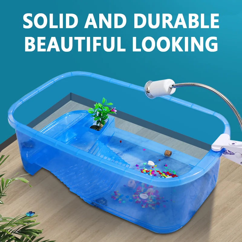

Simple Turtle Breed Box with Drainage Holes PP Material Low Water Level Multi-functional Area Integrated Ecological Turtle Tank
