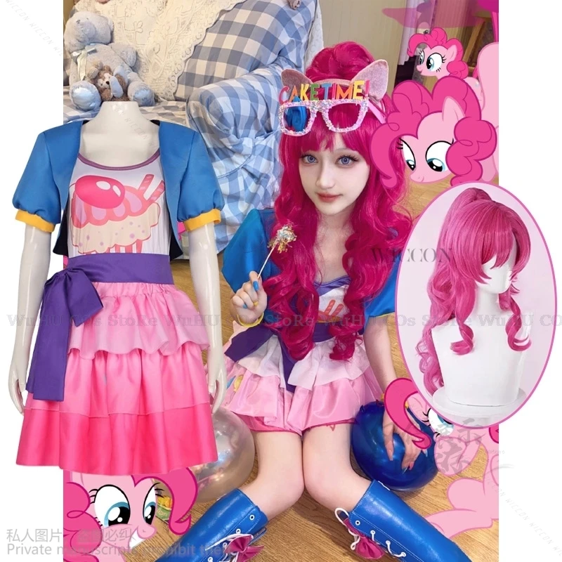 Anime Little Pony Pinkie Pie Cosplay Costume Fashion Uniform Suit Outfit Halloween Christmas Party Lovely Princess Skirt Lolita