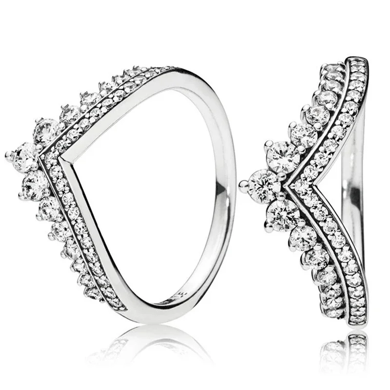 CUTEECO Hot Sale Charm Fashion Crown Princess Wish Bone Finger Rings Bow-knot Statement Ring for Women Wedding Jewelry Wholesale