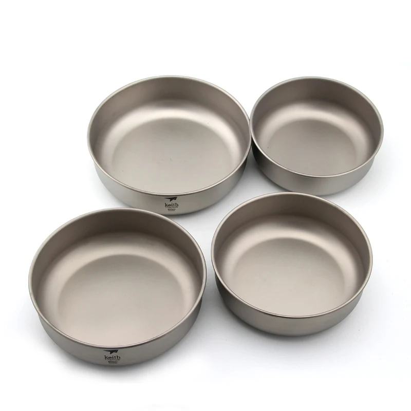 Keith 4pc/set Titanium Bowls Kitchen Dinnerware Salad Flatware Outdoor Camping Dish Tableware 600ml 700ml 800ml 900ml