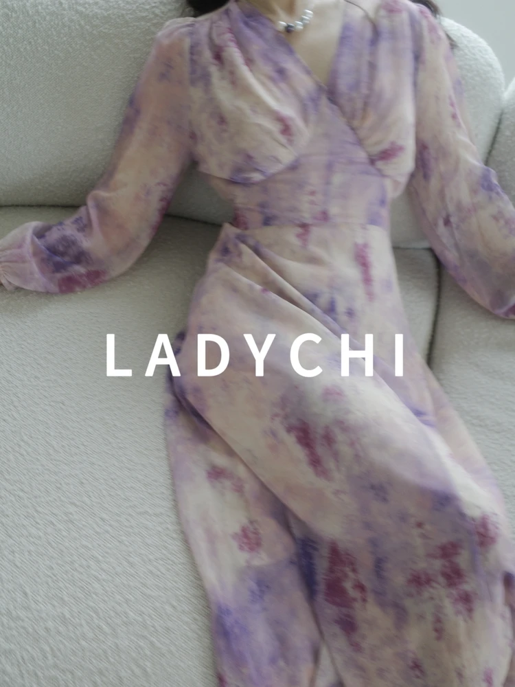 

Длинное платье LadyChi свободного кроя с поясом, высокой талией, из полиэстера, с цветочным узором, в стиле фейри, для летнего расслабленного образа