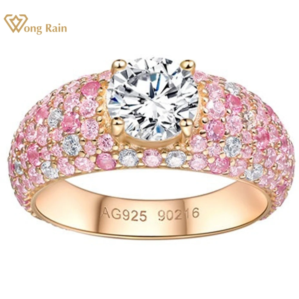 

Wong Rain 925 Sterling Silver Sparkling Round Cut Lab Sapphire Gemstone Cocktail Party Ring for Women Fine Jewelry Wholesale