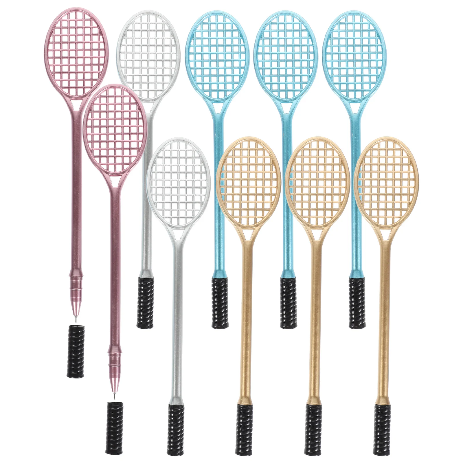10pcs Badminton Racket Pen Gel Ink For Kids Student Stationery Writing Pens Portable Smooth Writing Pens Mixed Color