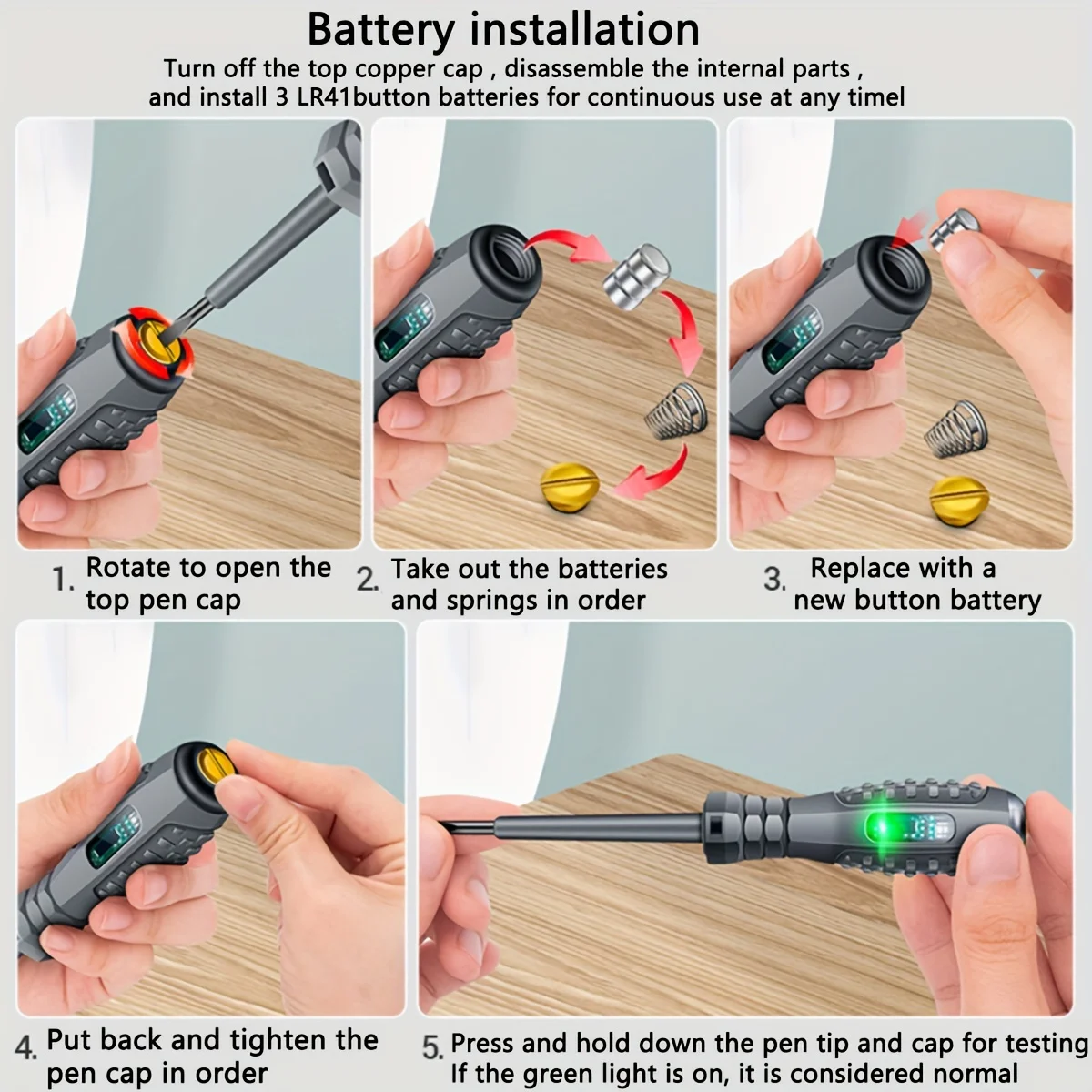 Multifunctional Electrician Test Screwdriver AC Non-contact Induction Test Pen Voltage Tester 70-600V Red Green Induction Lights