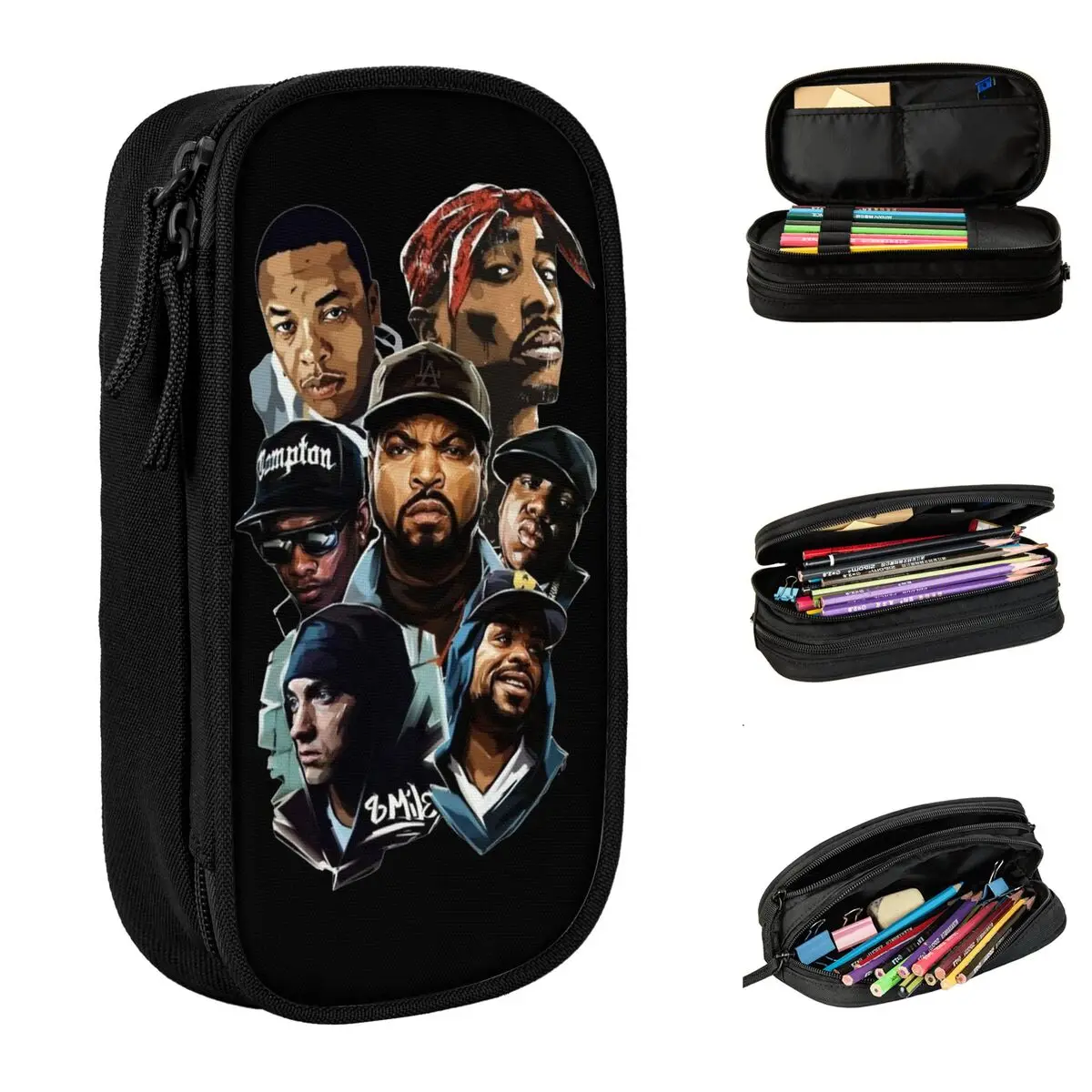 

Lovely Hip Hop Tupac Rapper Snoop Dogg Pencil Case Pencil Pouch Pen Large Storage Bag School Supplies Zipper Stationery