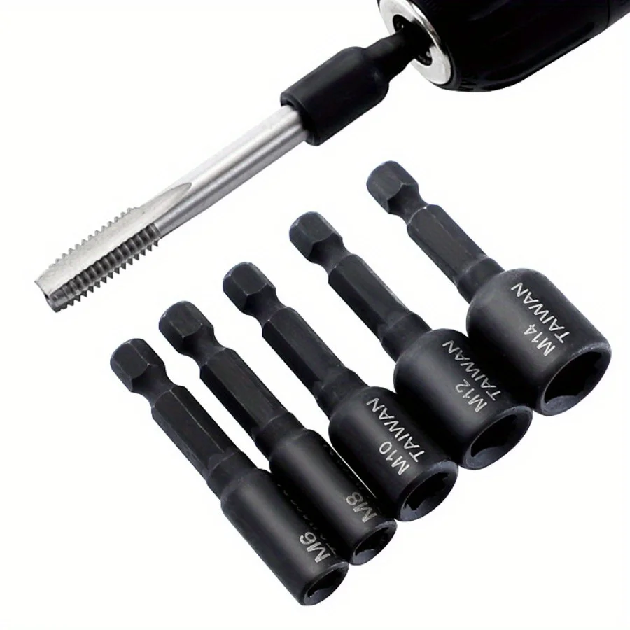 

Набор из 8 штук: Переходники для метрических резьбовых гаечных ключей с шестигранным хвостовиком 1/4 дюйма, для нарезания резьбы M4 M5 M6 M8 M10 M12 M14 M16