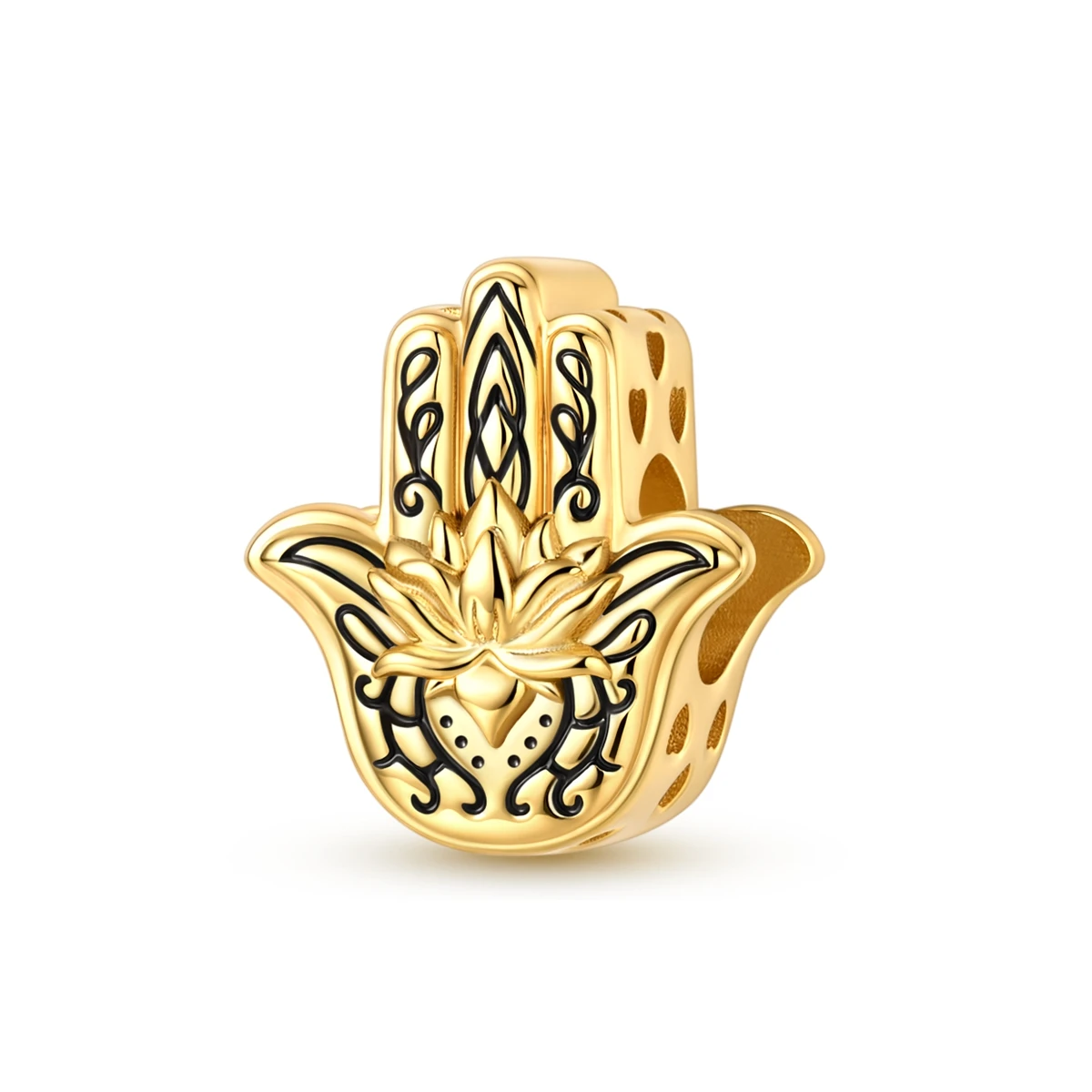 

925 Sterling Silver Bead Golden Palm Lotus Charm Fit Bracelet Making For Woman Fashion Jewelry