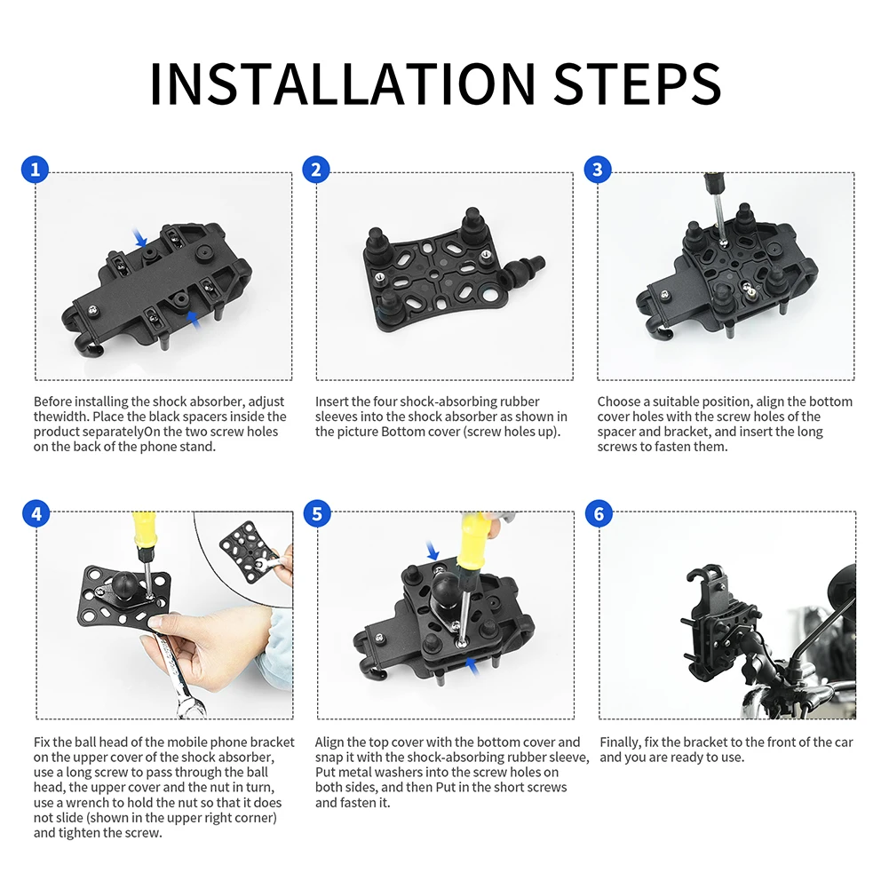 Soporte para teléfono móvil de motocicleta, amortiguador, soporte GPS antivibración, soporte móvil para manillar de motocicleta y bicicleta