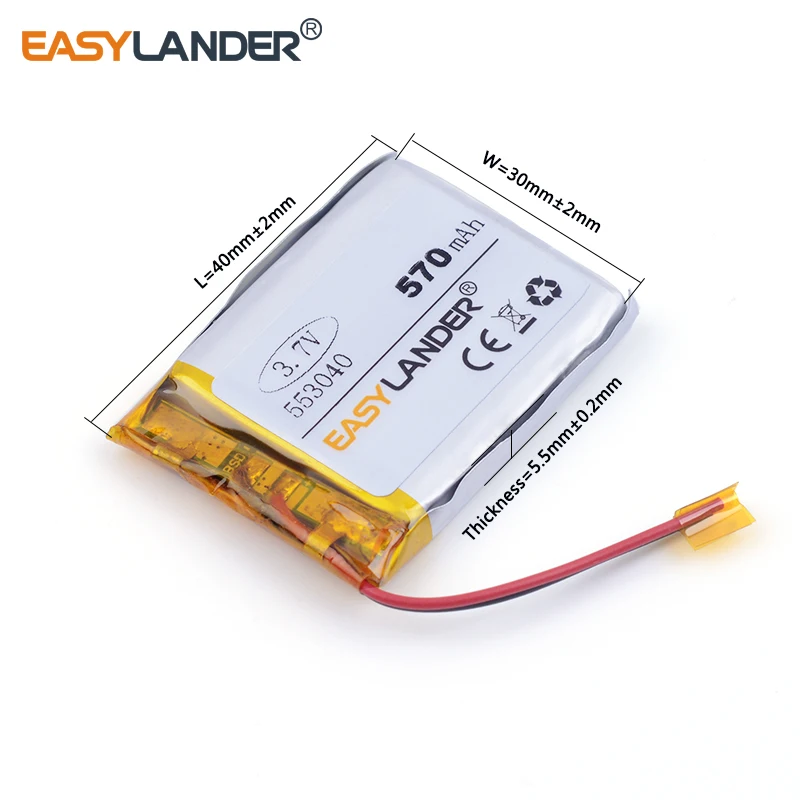 553040 570mAh 3.7V Rechargeable Lithium Li-ion Li Polymer Battery