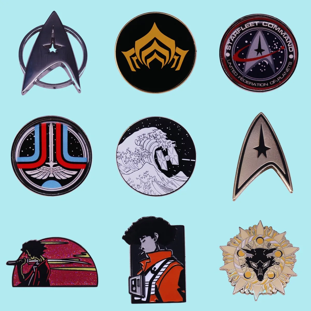 Space Trek Enamel Pins Custom Galactic Alien War Science Fiction Movie Brooches Luxury Copper Lapel Badges Fashion Jewelry Gift