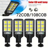 72/108COB Outdoor Solar Street Light With Motion Sensor 3 Modes Human Induction Waterproof Solar Light for Garage Garden Patio
