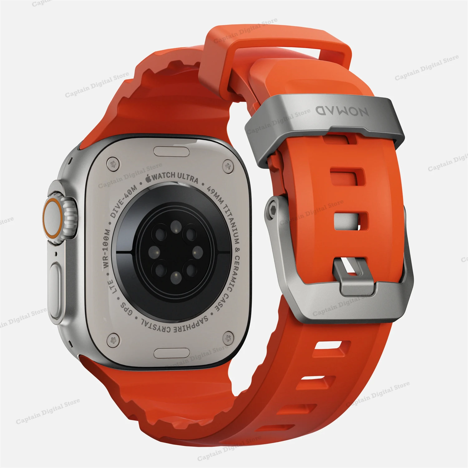 NOMAD Rocky Point Band Magma Natural Titanium Hardware FKM Fluoroelastomer Rubber Waterproof for Apple Watch Ultra & Ultra2