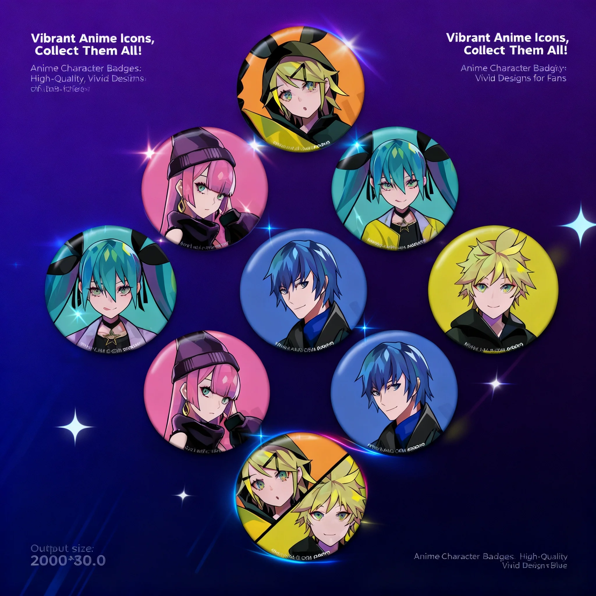 

Vocaloid Hatsune Miku MEIKO Kagamine Rin Len Anime Badge Pin Set Rock Version Cosplay Accessories Japanese Kawaii Cute Future