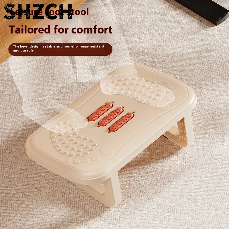 Under Desk Footrest, Ergonomic Foot Stool with Massage Rollers Desk Leg Rest Pain Relief for Home Office Work