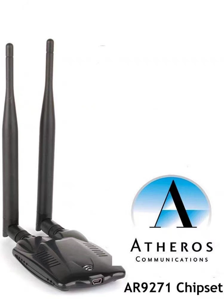 Набор микросхем Atheros AR9271, 150 Мбит/с, беспроводной USB-адаптер Wi-Fi, сетевая карта 802.11n с 2 антеннами для Windows/8/10/Kali Linux