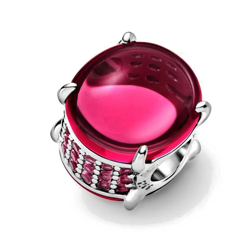 الأحمر سحر الخرزة قلادة 925 الفضة النبيذ الأحمر أحمر الشفاه عالية الكعب التفاح روز سحر صالح سوار المجوهرات النسائية الأصلية