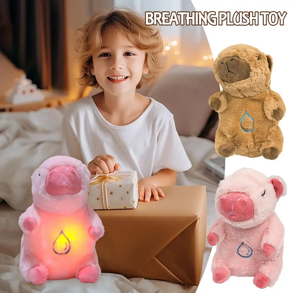 Breathing Capybara Sleeping Toy Music Plush Baby Toy With Gift And Light Sensory Baby Sound Comfort U6I3