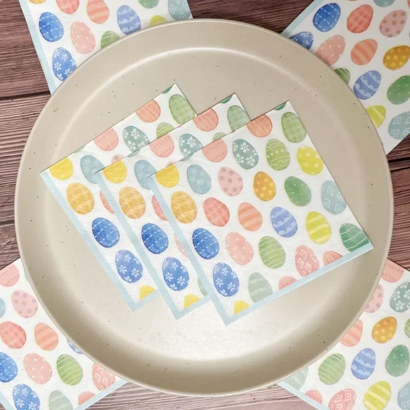 10/20pcs 25*25cm 3-Ply Easter Party Colorful Egg Cartoon Printing Square Napkin Wholesale Specials Butterfly Bart Paper