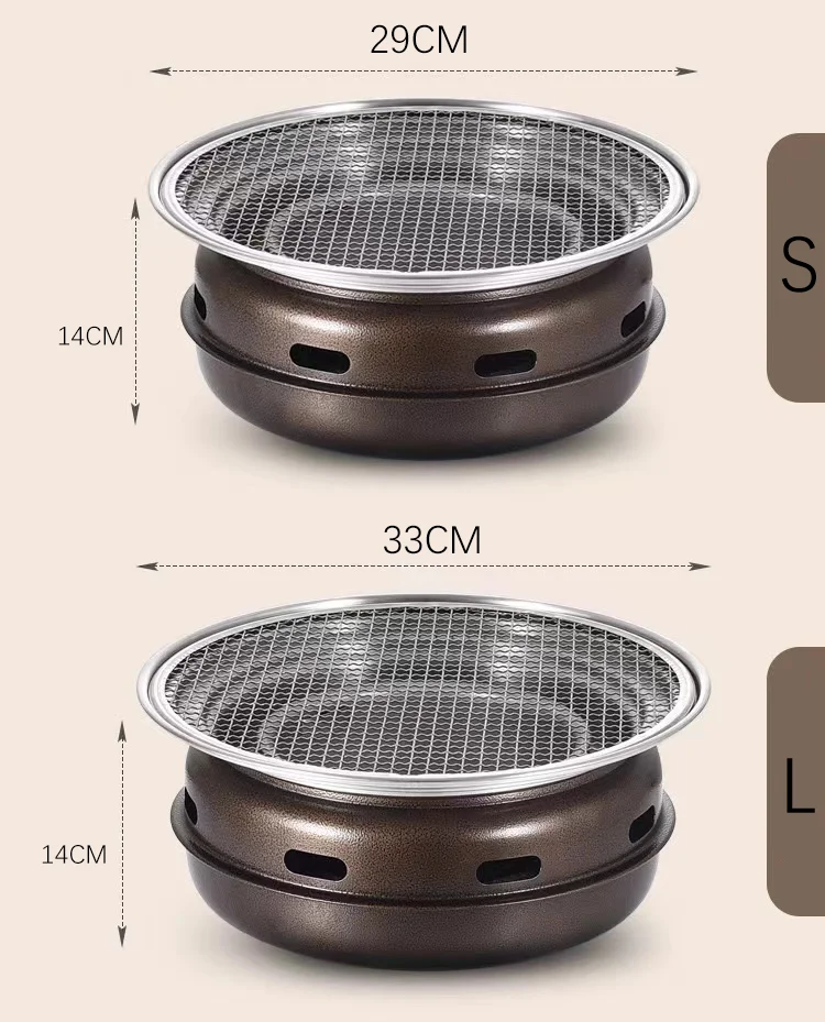 Korean Style Round BBQ Grill Portable Charcoal Grill for Outdoor Backyard Camping Picnic Compact Tabletop Smoker