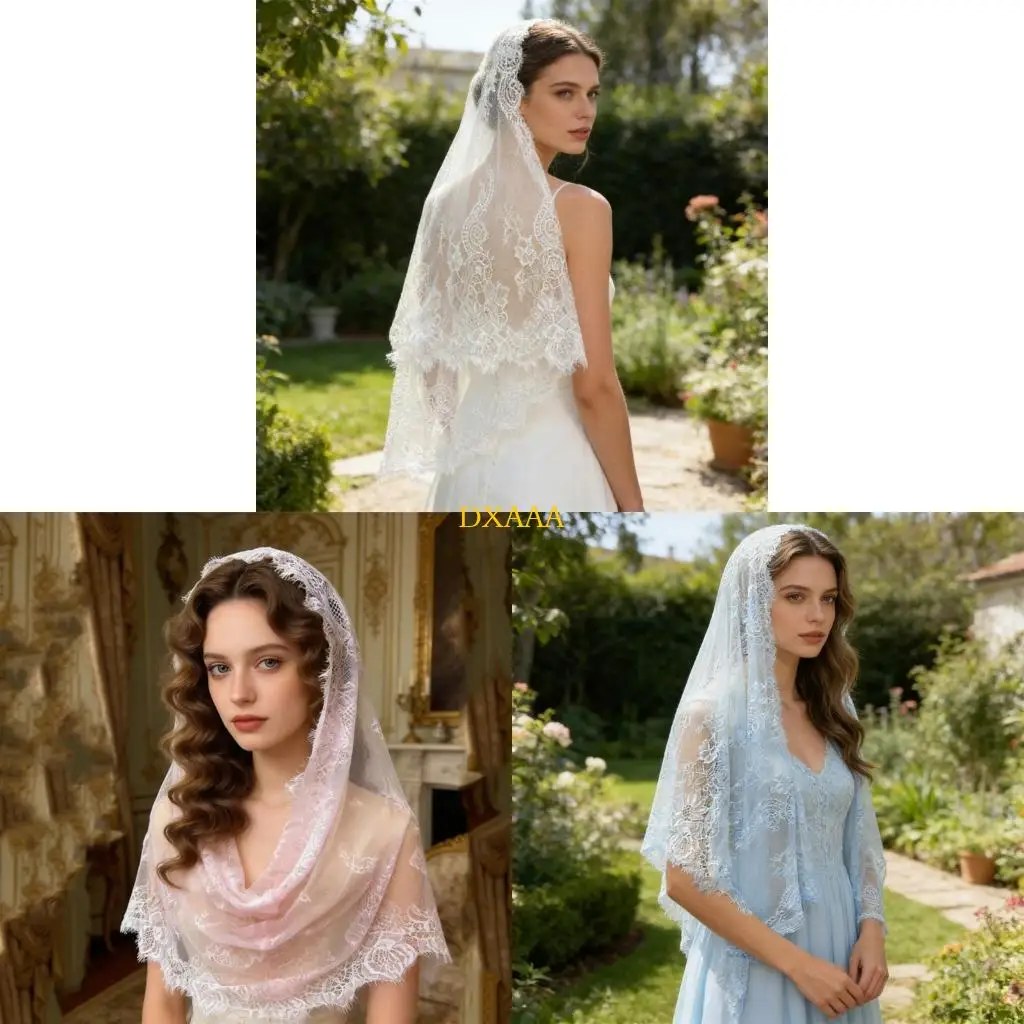 

DXAA Romantics Lace Lightweight Bridal Headscarf For Weddings Costume