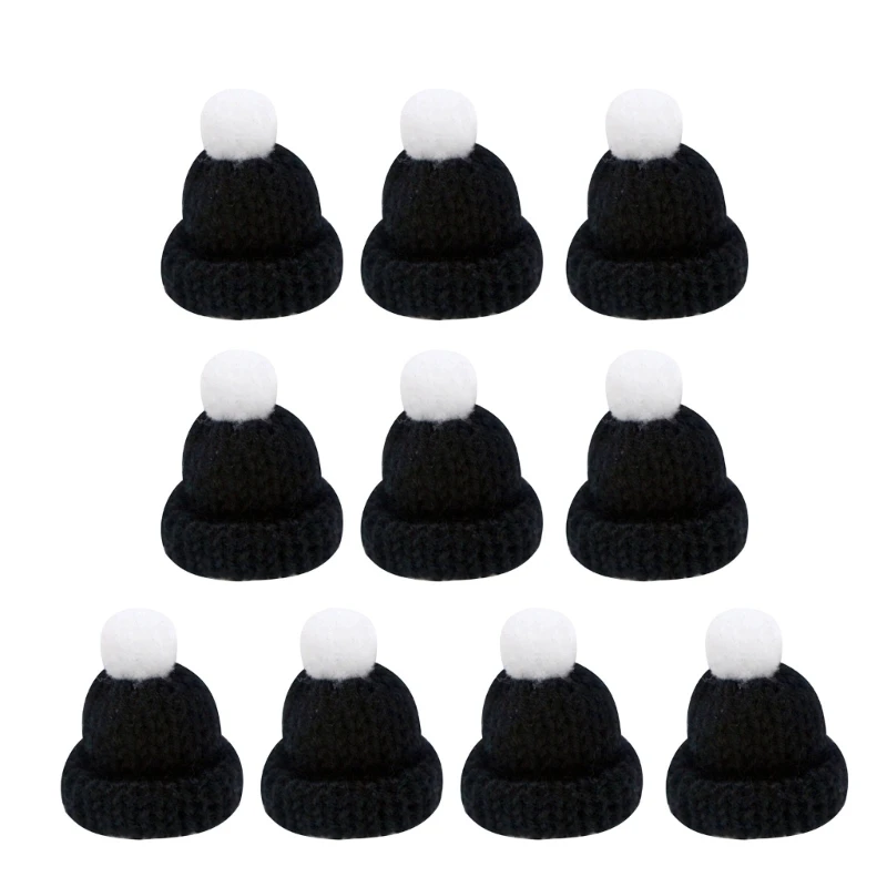 

G6KF Pack of 10 Mini Knitted Hats for DIY Crafts Gifts Household Decoration for Kid Girl Boys Crafts